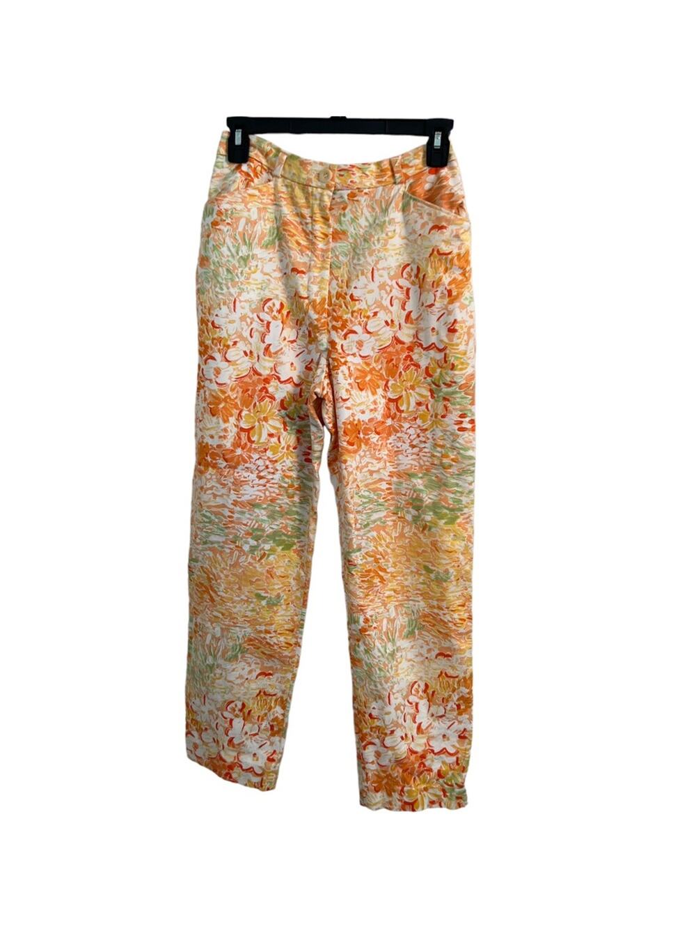 Bernard Zins Pants Colorful Spring Printed Made in Paris France 25” waist preppy